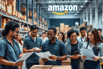 Imagen de trabajo en Amazon, 62 vacantes para auxiliar de depósito.