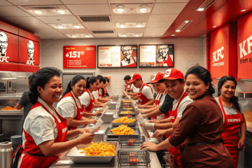 Imágenes de vacantes en KFC para atendiente y auxiliar de cocina.
