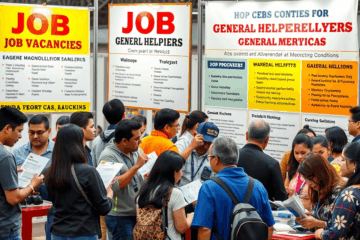 Imagen que representa las 47 vacantes para ayudante general disponibles en diversas áreas de trabajo.